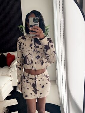 Prettylittlething Cow Print Mini Skirt - Matching Set